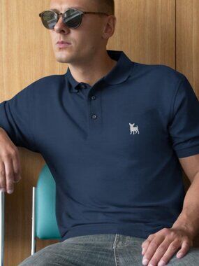 Men's Embroidered Chihuahua Polo Shirt | Premium Golf Polo | Chihuahua Lover Gif